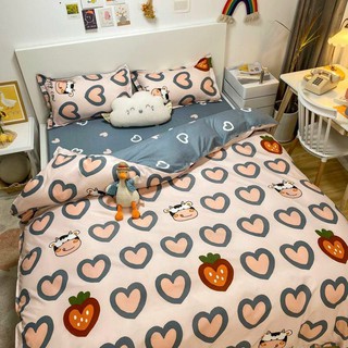 Bộ chăn ga gối tim nhạt cotton poly