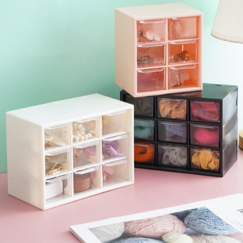 [Girl Jiugongge] Hộp Đựng Trang Sức / Mỹ Phẩm Nhiều Ngăn Kéo Để Bàn Cho Học Sinh Ký Túc Xá