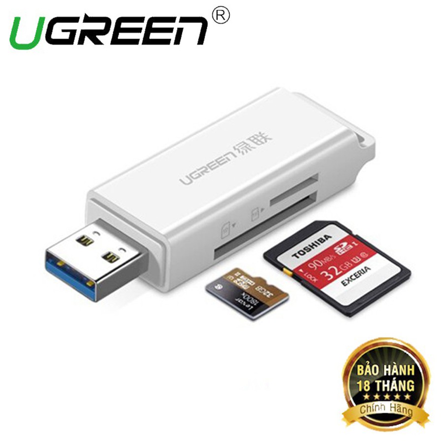 Đầu đọc thẻ nhớ SD/TF cổng USB 3.0 Ugreen 40752 - 40753 chính hãng - HapuStore