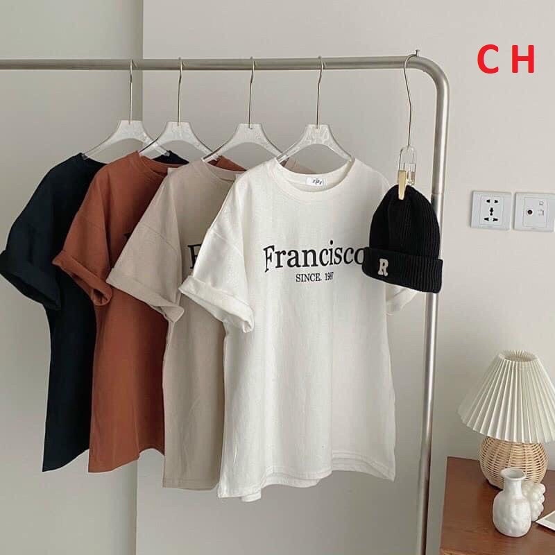 Áo thun FranciTay Lỡ Dáng Rộng Oversize KuteUnisex chất cotton mềm mịnPhong cách Thể thao