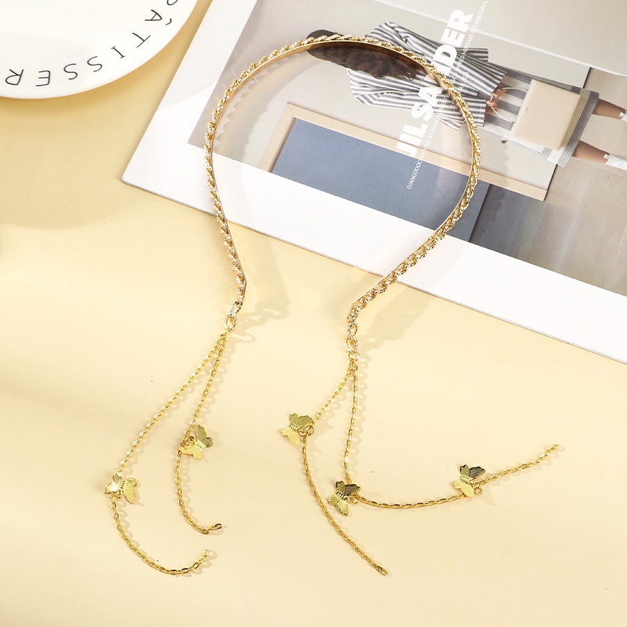 Băng Đô Dây Xích Kim Loại Vàng Phong Cách Hàn Quốc