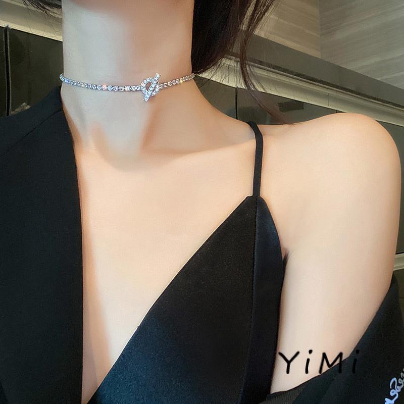 【Chất lượng sang trọng】Vòng cổ choker đính đá kim cương đơn giản phong cách Nhật Hàn vòng cổ nữ