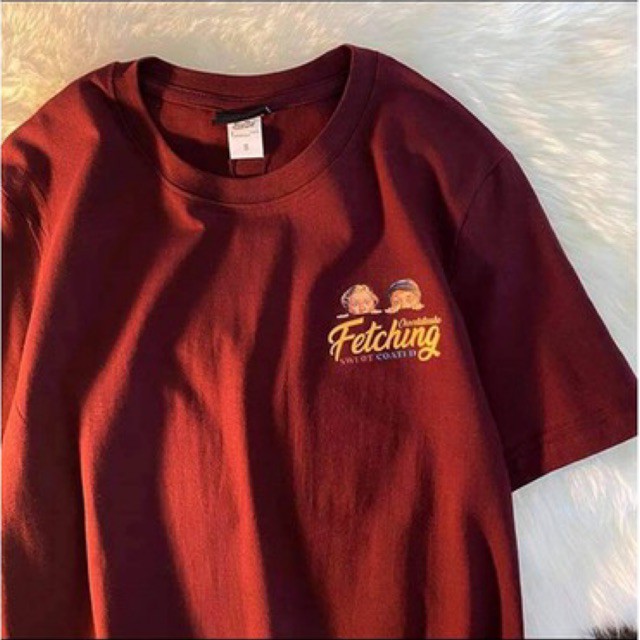 Áo Thun Unisex FETCHING CHOCOLATE❤Màu Đỏ Mận Siêu Kool❤️ Tay Lỡ form rộng Nam/Nữ ❤️ [FREESHIP] | BigBuy360 - bigbuy360.vn