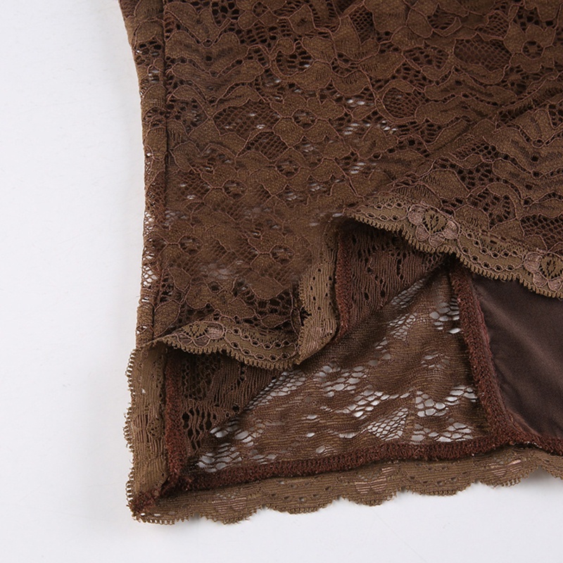 Áo Hai Dây Vải Satin Phối Ren Hoa Xuyên Thấu Cổ Chữ V Hở Lưng Quyến Rũ Cho Nữ