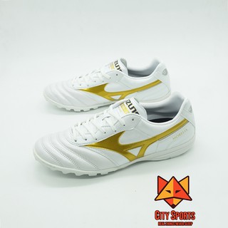 Giày đá bóng sân cỏ nhân tạo  Mizuno Morelia TF – Core White/Gold/Grey Q1GB200150