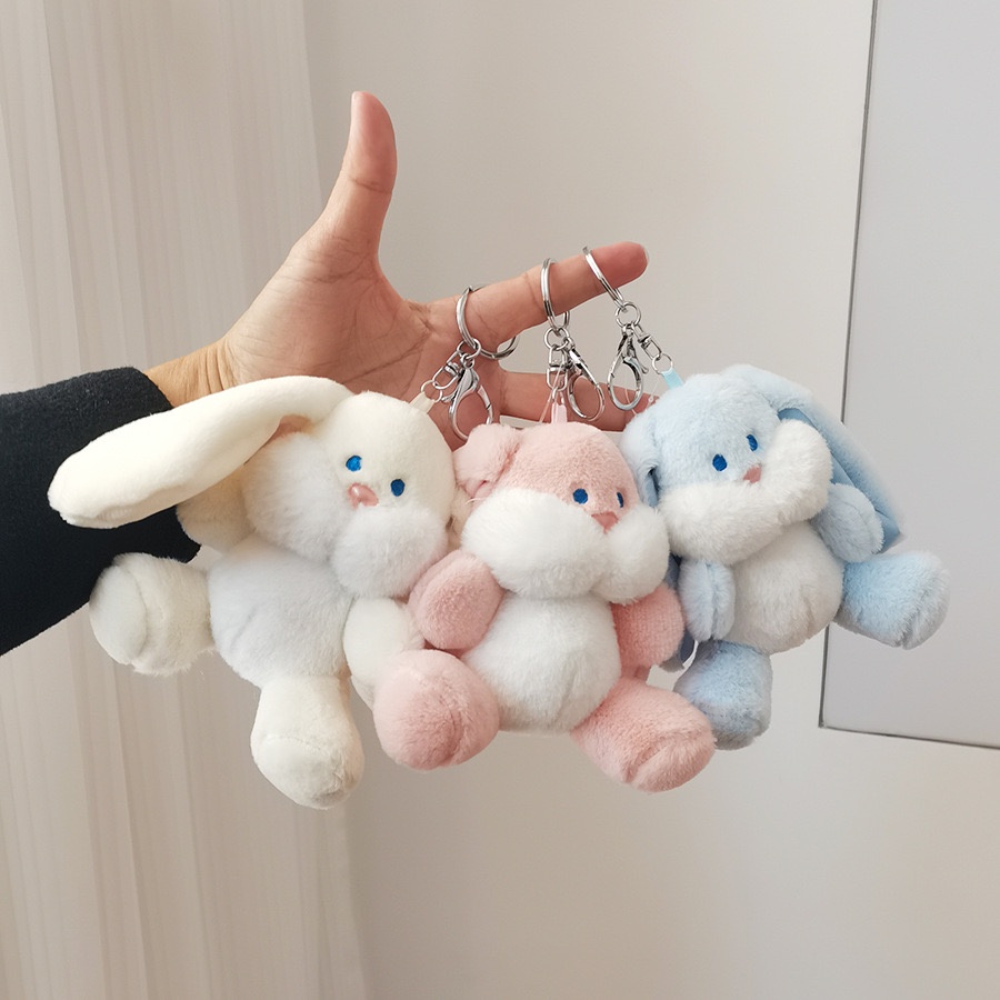 Móc khoá thỏ tai dài đáng yêu, trang trí balo, túi xách