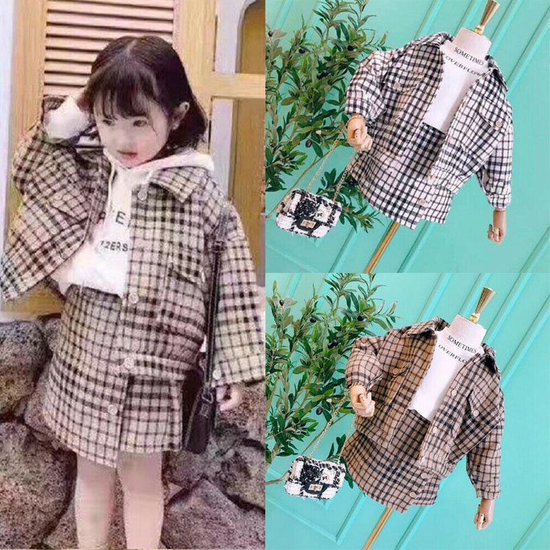 Set áo khoác và chân váy xòe dễ thương cho bé gái