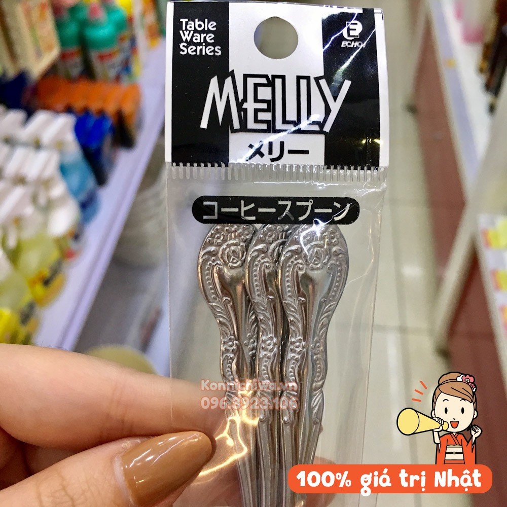 |Hàng Nhật Chính Hãng| Set 3 chiếc thìa/ muỗng Inox Melly nhỏ EKO hàng Nhật cao cấp, siêu bền, an toàn và chất lượng