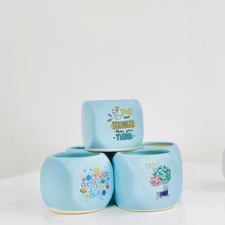 Chậu xí ngầu trồng sen đá, xương rồng, cây để bàn mini