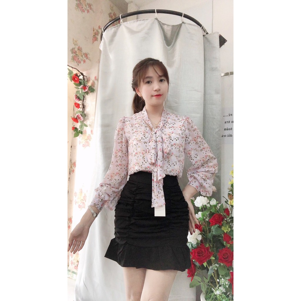 Áo Kiểu Nữ, Áo Sơ Mi Nữ Tay Phồng Cổ Nơ Chất VOAN có lót Cao Cấp Nhiều Màu Hàng Thiết Kế Siêu Xinh.