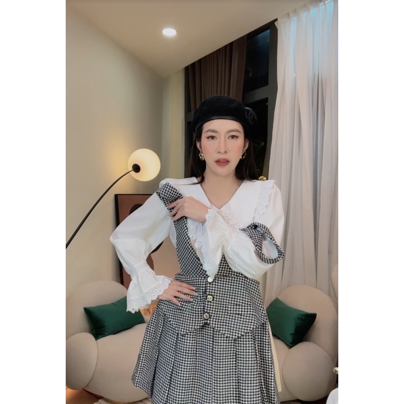 Set kẻ ca rô kèm áo sơ mi