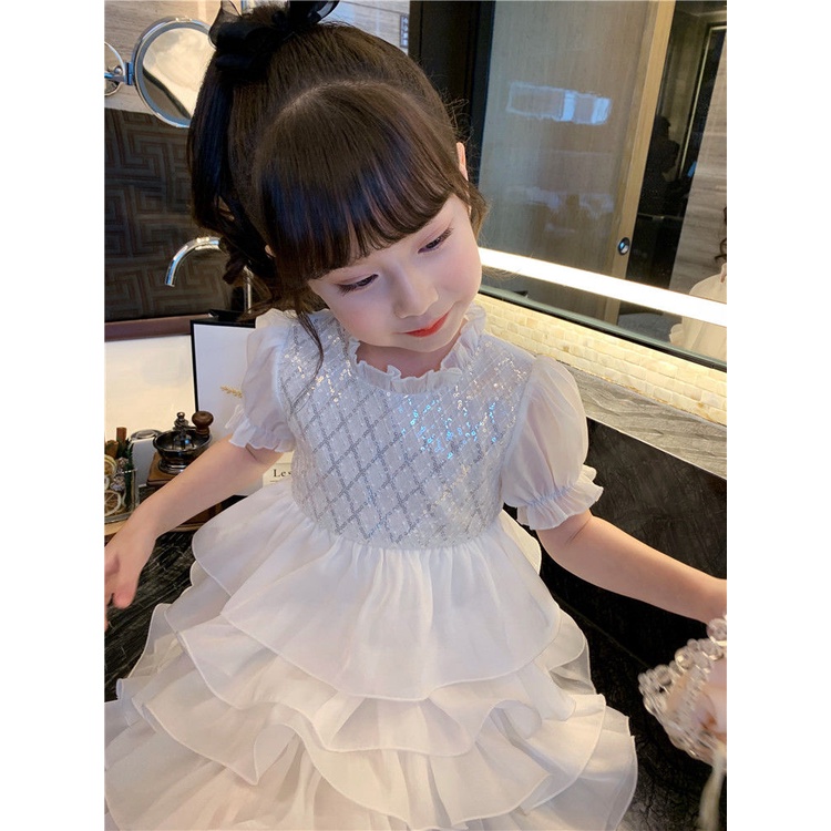 Đầm Công Chúa Phồng Ngắn Tay Dễ Thương Cho Bé Gái