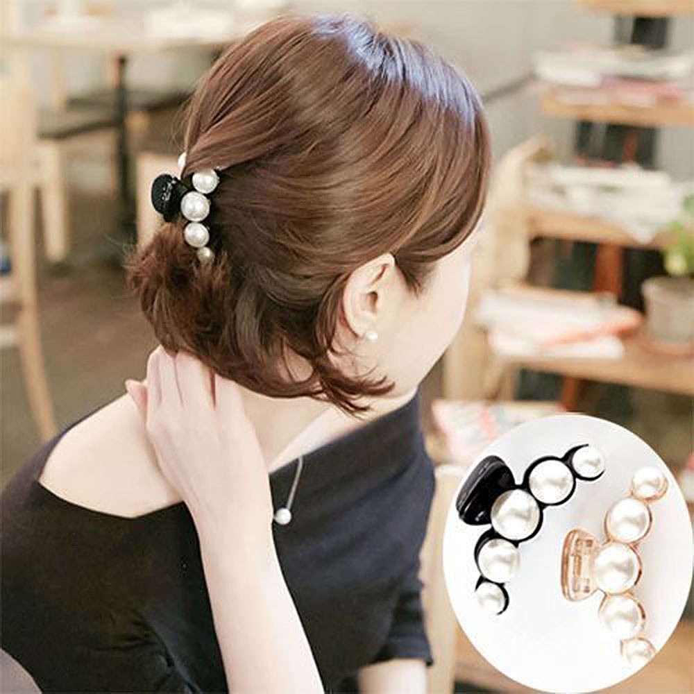 Kẹp tóc càng cua đính ngọc trai giả