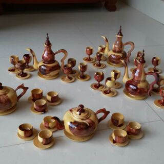 Bộ bình ly bằng gỗ trắc dây việt
