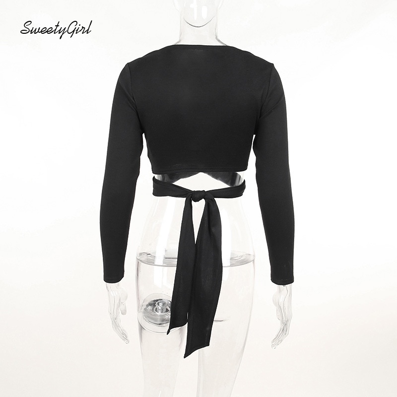 Áo Thun Tay Dài Cổ Chữ V Màu Trơn Dáng Ôm Thời Trang 2022 Dành Cho Nữ