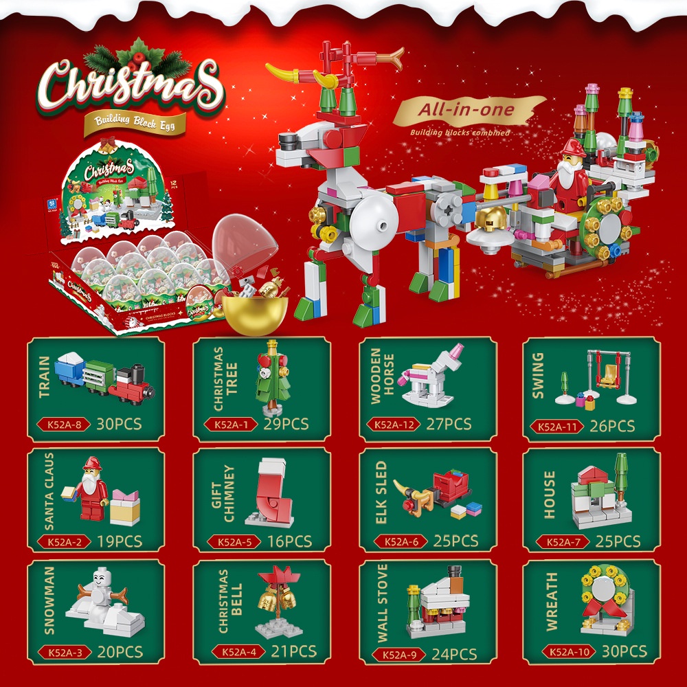 Bộ Đồ Chơi Lắp Ráp Lego Mini 12 Trong 1 DIY Phong Cách Giáng Sinh Cho Bé