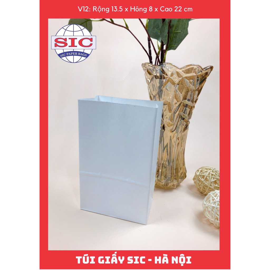 [SET 100 CHIẾC] TÚI GIẤY KRAFT V12: 13.5x8x22 MÀU TRẮNG KHÔNG QUAI ( ẢNH THẬT)