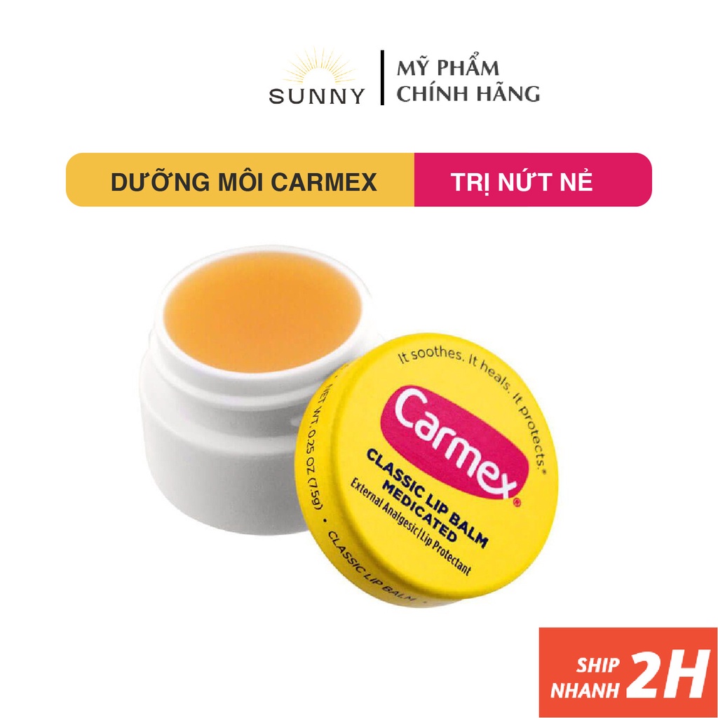 Dưỡng môi Carmex Classic dạng hũ, dưỡng môi nứt nẻ bất chấp mọi thời tiết