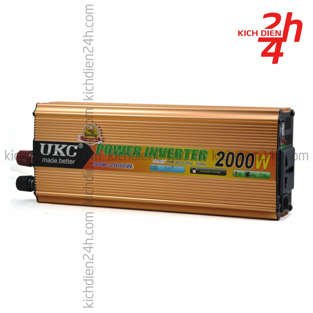 Bộ kích điện UKC 60V lên 220V 2000W - Công suất thực 1400-1500W, chuẩn 50Hz - Chuyên dùng cho xe điện