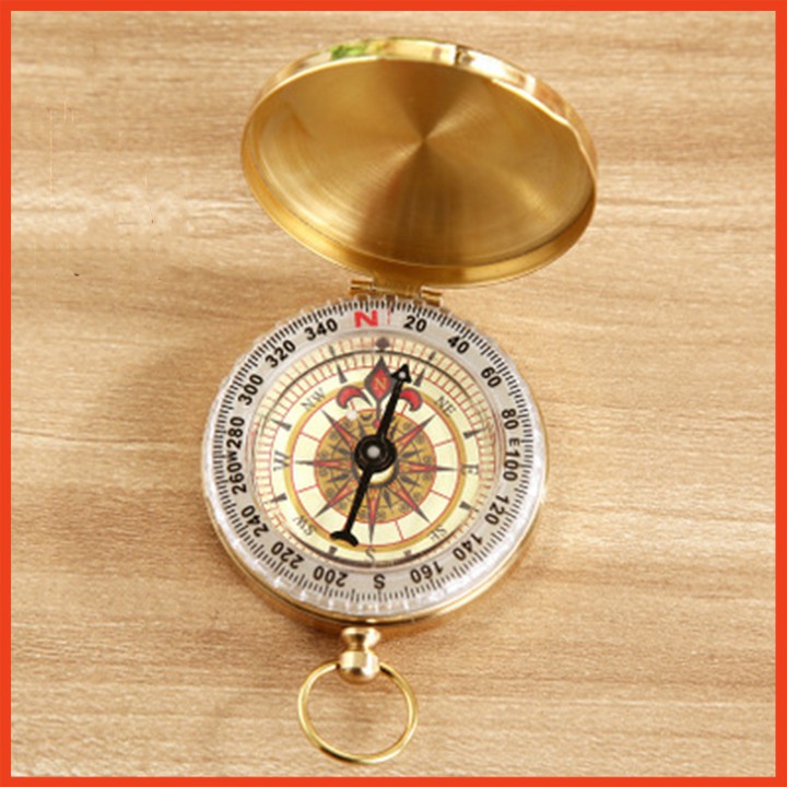La bàn Compass bỏ túi dã ngoại chất liệu đồng thau
