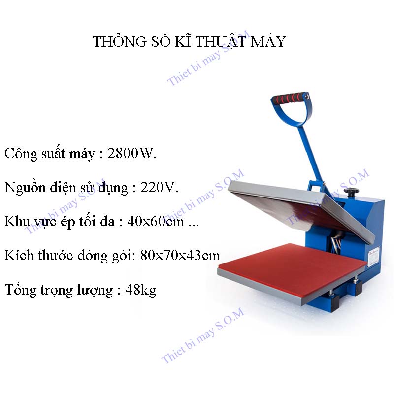 MÁY ÉP NHIỆT LOGO > MÁY ÉP NHIỆT PHẲNG KHỔ 38x38 > 40x60