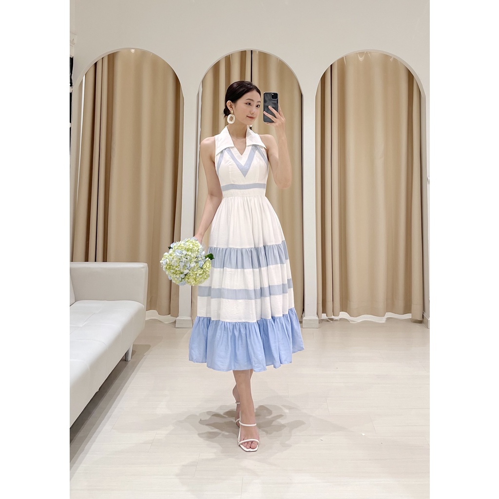 SÒ VINTAGE - CLARA Đầm sát nách phối màu cổ sơ mi | BigBuy360 - bigbuy360.vn