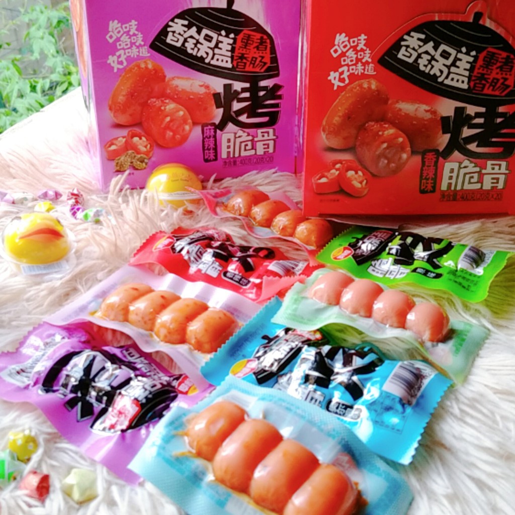 Set 40 Viên Xúc Xích Gà Sụn Non Ăn Liền Loại Ngon, Mềm Giòn Đủ Vị Cay Và Không Cay, Dùng Ăn Vặt Hoặc Kết Hợp Món