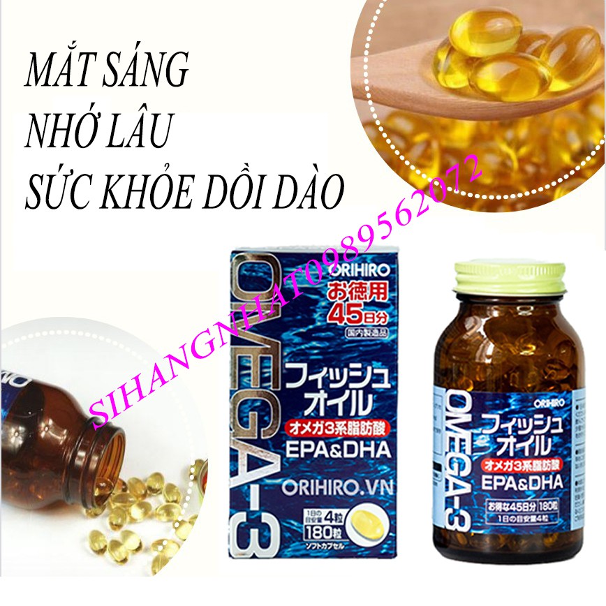 Viên uống dầu cá Omega 3 Orihiro 180 viên Nhật Bản