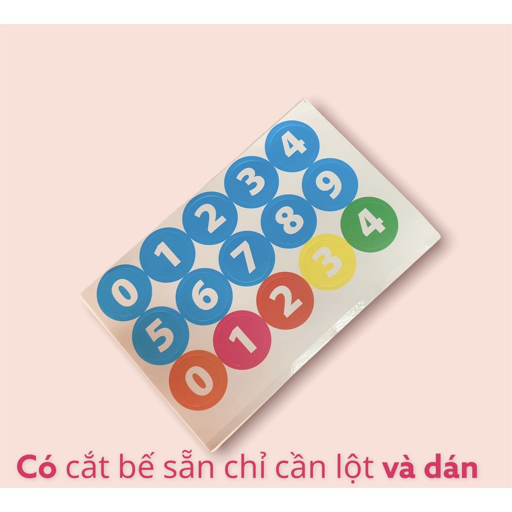 Tem nhãn dán số decal - set 10 tờ