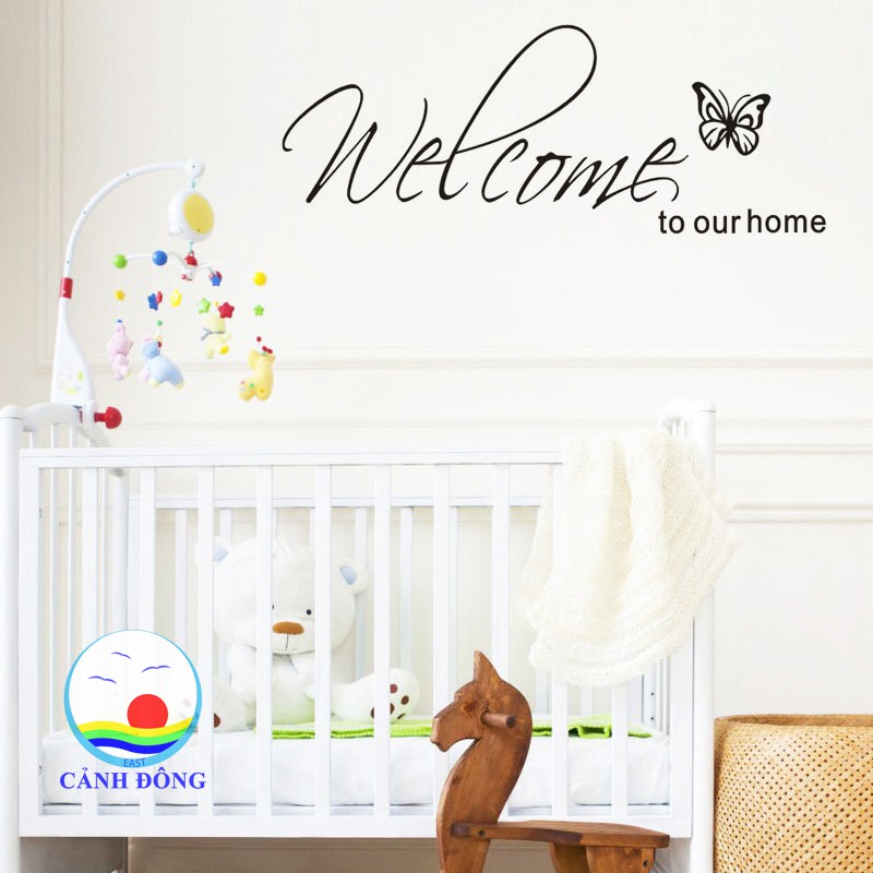 Giấy dán tường chữ kiểu WELCOME TO OUR HOME sang trọng