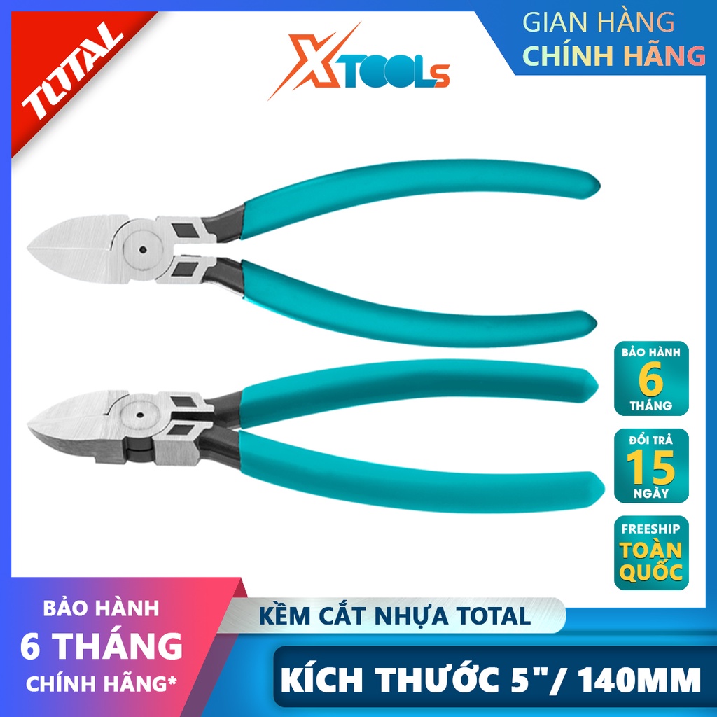 Kìm cắt nhựa TOTAL THT230512 | kềm cắt kích thước 5"/ 140mm đầu kềm được đánh đen bóng  [CHÍNH HÃNG]
