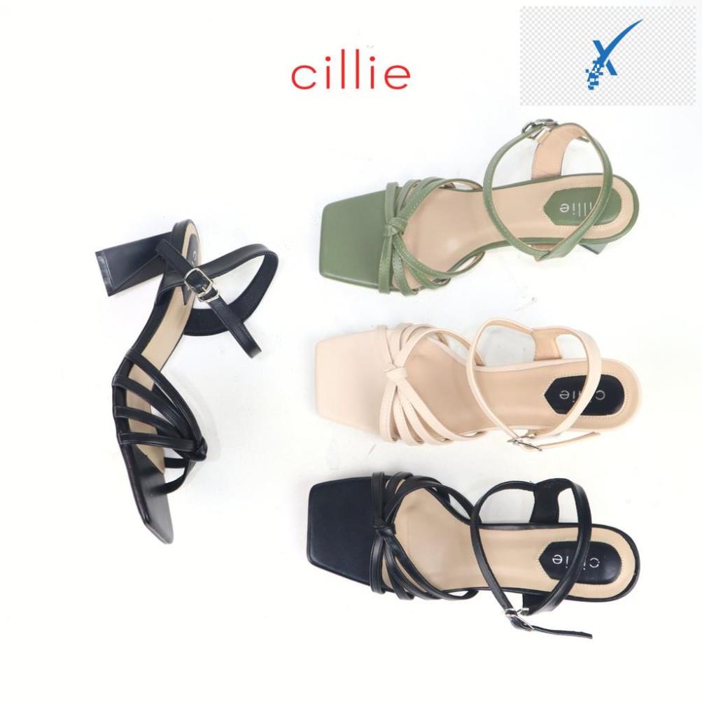 🖐️ Giày sandal cao gót nữ đan dây thắt nút ôm chân mũi vuông mang đi làm đi chơi gót trụ cao 6cm Cillie 1227 🖐️