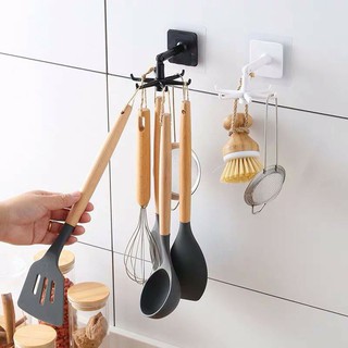 Móc 6 chấu dán tường xoay 360 độ - móc 6 xoay treo đồ