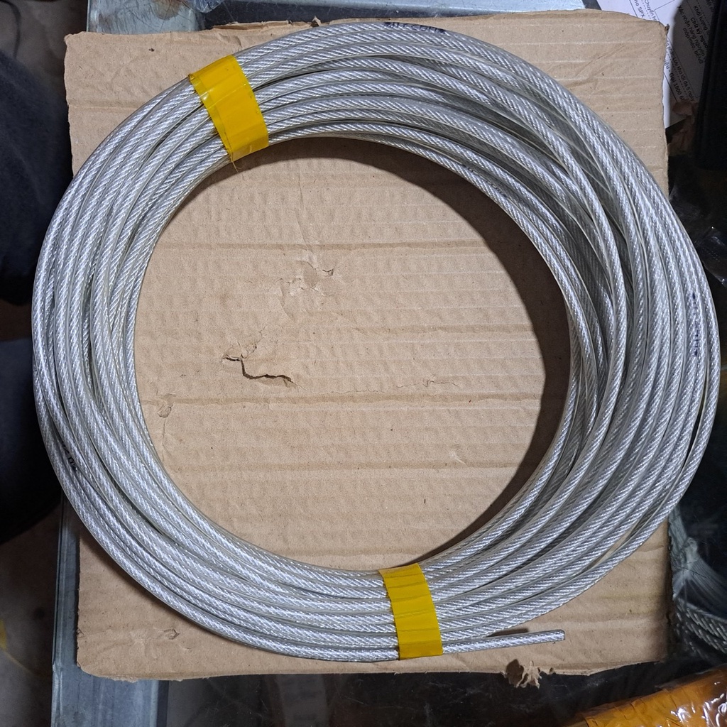 Dây phơi quần áo loại tốt cáp bọc phi 5 tặng kèm 2 nở sắt, 2 ốc xiết, 1 tăng đơ M6