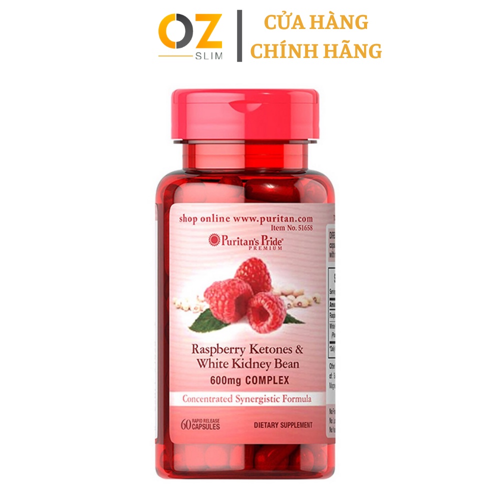 Viên Uống Hỗ Trợ Giảm Cân Raspberry Ketones and White Kidney Bean 60 viên Puritan's Pride