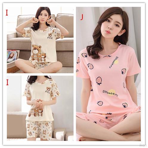 Bộ đồ ngủ pijama tay ngắn ngọt ngào mặc hàng ngày thời trang mùa hè dành cho nữ