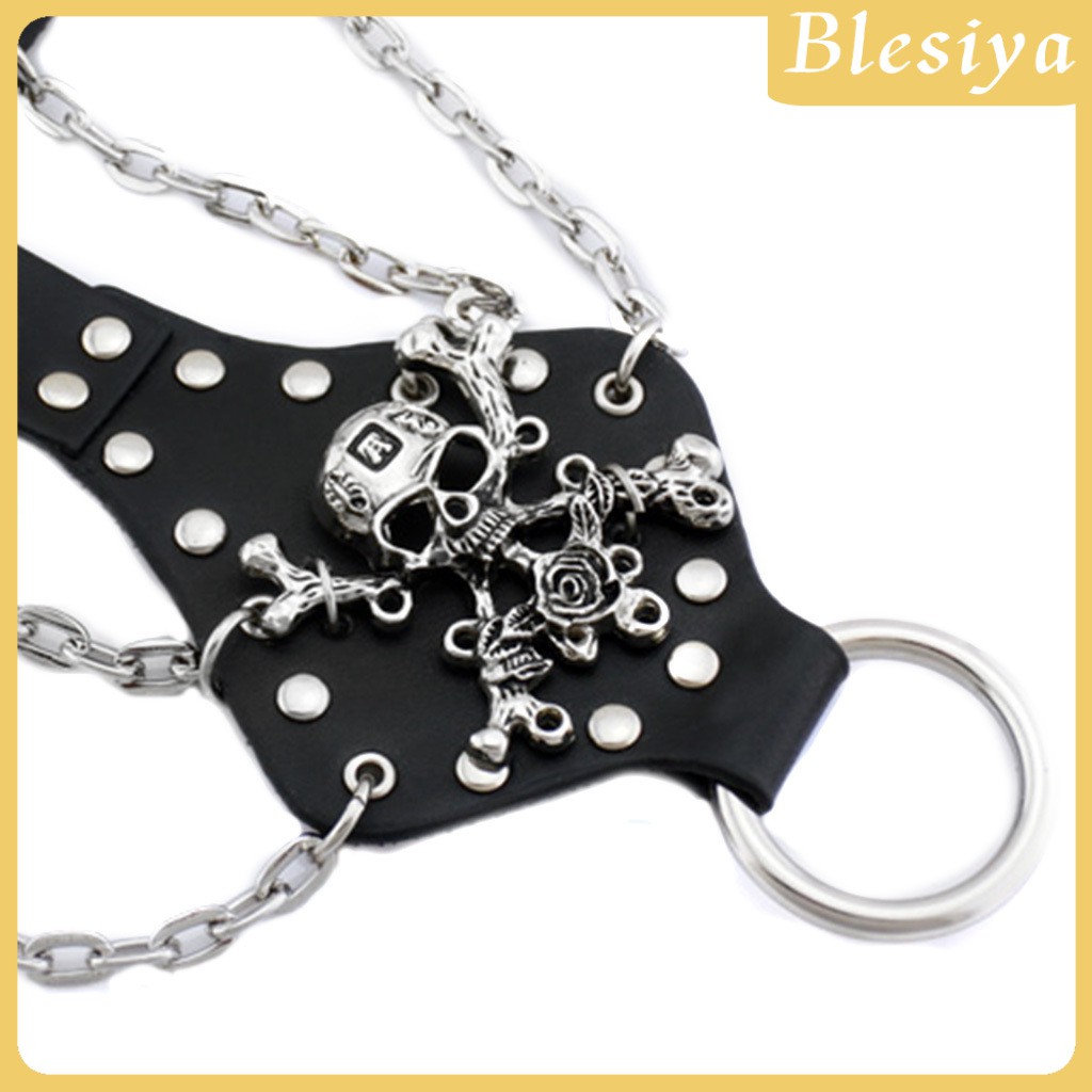 Vòng tay da đính đinh tán và chuỗi dây xích phong cách punk gothic thời trang cá tính