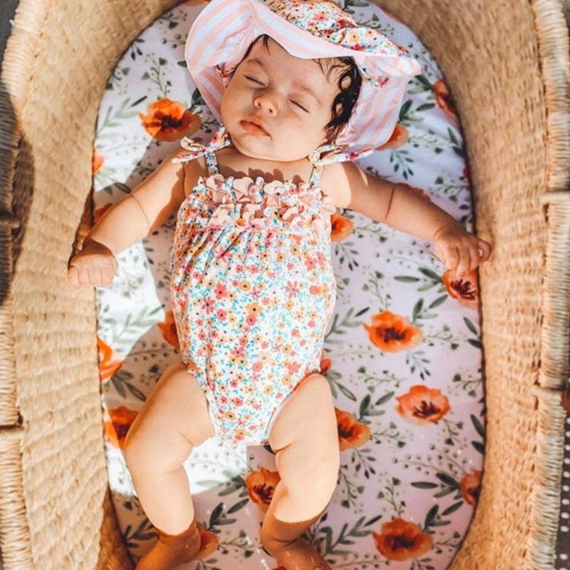 Vỏ Bọc Đệm Lót Cũi Em Bé Mini Tháo Rời Được In Họa Tiết Moses