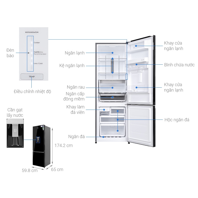 Tủ lạnh Electrolux Inverter 335 Lít EBB3762K-H