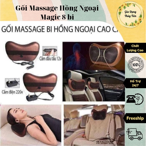 Gối massage hồng ngoại 8 bi mát xa cao cấp