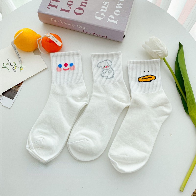 Vớ Cao Cổ Màu Trắng Phong Cách Hàn Quốc Dễ Thương Cho Nữ