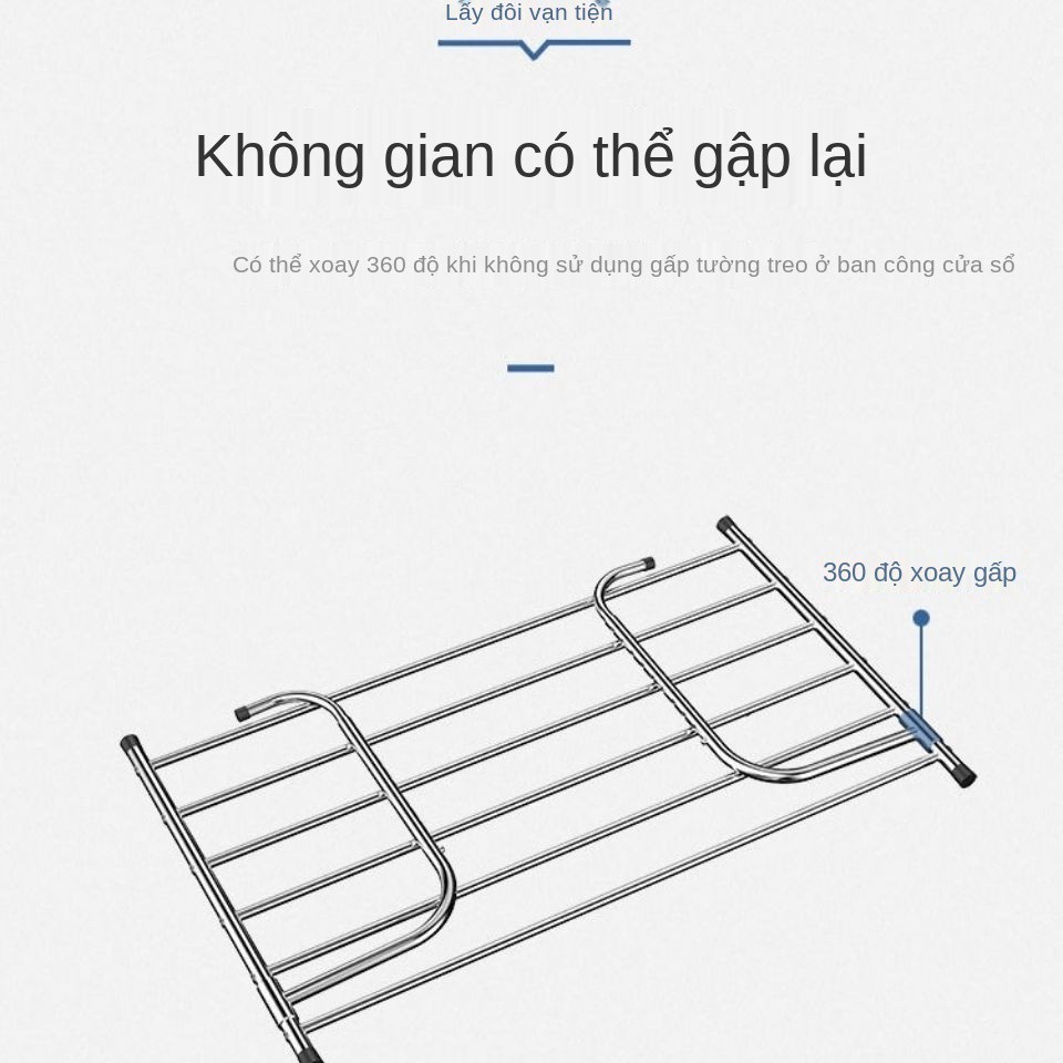 Cửa sổ inox giàn phơi nhỏ, giày gấp đa năng Lan can ban công giá treo khăn lưới chống trộm quần áo treo