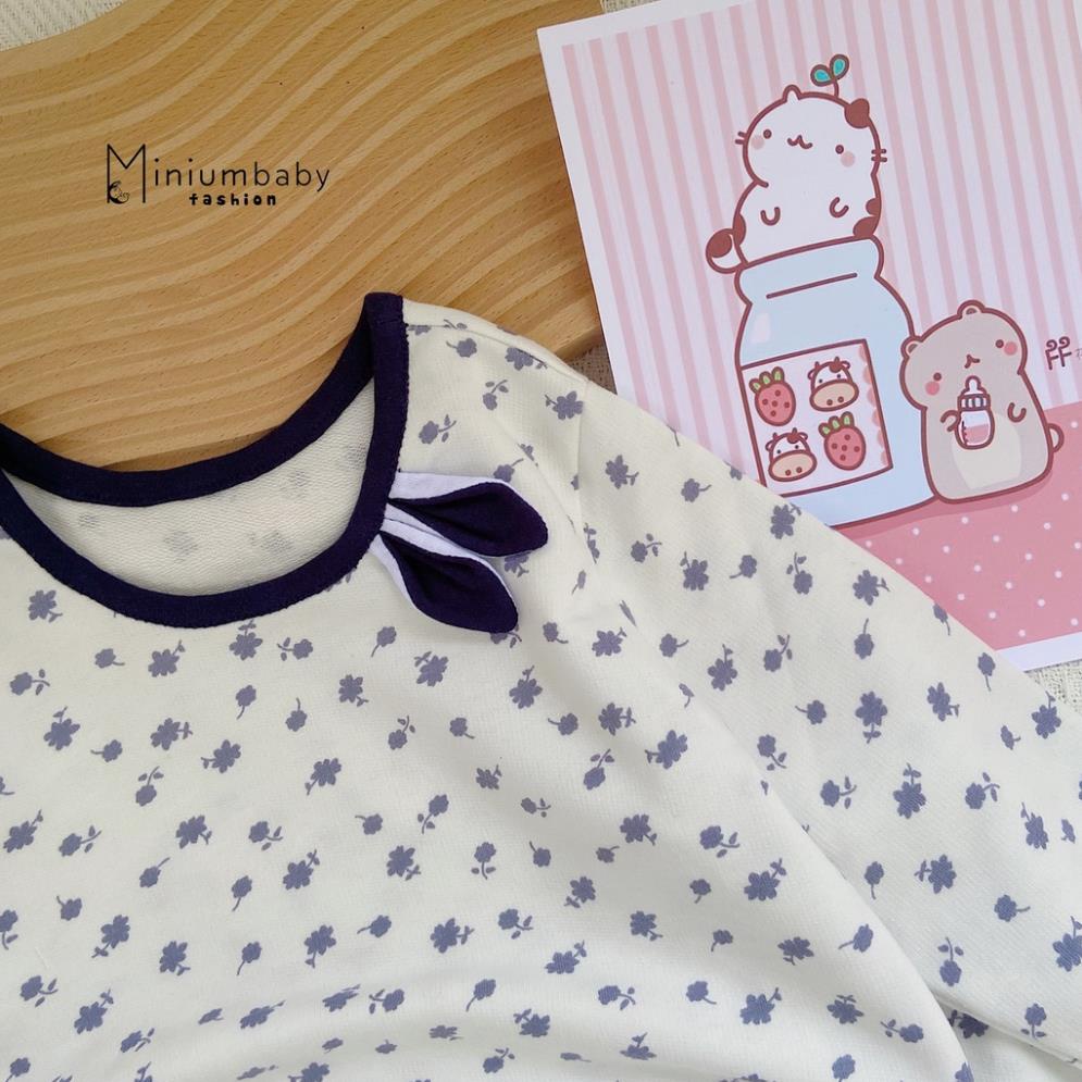 Bộ đồ dài tay quần dài thu đông hoa nhí tai thỏ cho bé gái chất 100% cotton, quần áo trẻ em MiniumBaby-SB1062