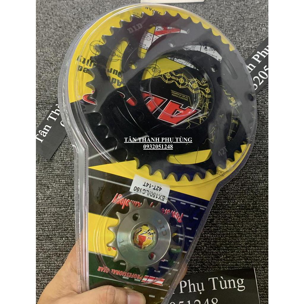 Nhông sên đĩa DID EXCITER 150 sên vàng, đĩa nhông đen 14-42