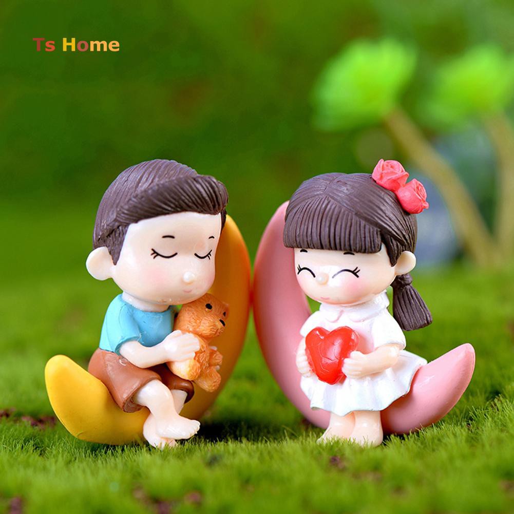 ❀Set 2 Tượng Bé Trai Bé Gái Trang Trí Tiểu Cảnh