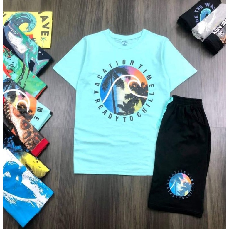 Bộ cộc tay bé trai size đại cotton xuất dư chất mỏng mát