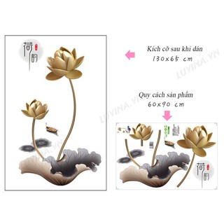 Decal dán tường Hoa Sen Vàng đồng