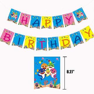 Cờ trang trí tiệc sinh nhật hình cá mập và chữ cái dành cho trẻ em hàng có sẵn