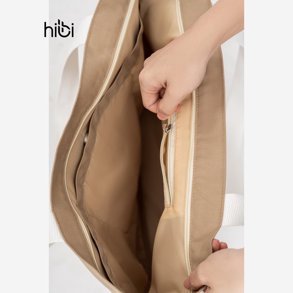 Túi Tote thời trang Big size phối dây trắng Hibi Sports A012, chất liệu Canvas cao cấp phù hợp đi chơi, đi tập