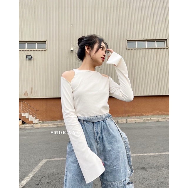 [ ẢNH THẬT ĐỘC QUYỀN SMOR.VN ] Áo khoét 2 bên vai, xẻ tay, FIU TOP